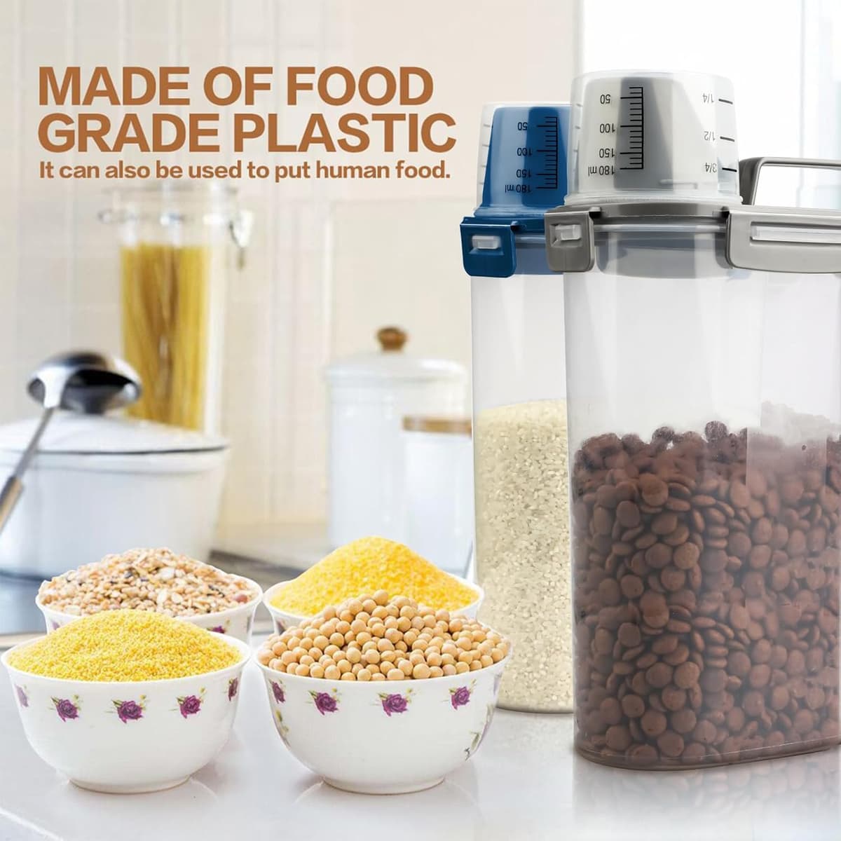 מיכל אחסון מזון לכלב — Upgraded Dog Food Storage Container Small, Cat Food Container Airtight, Pet Food