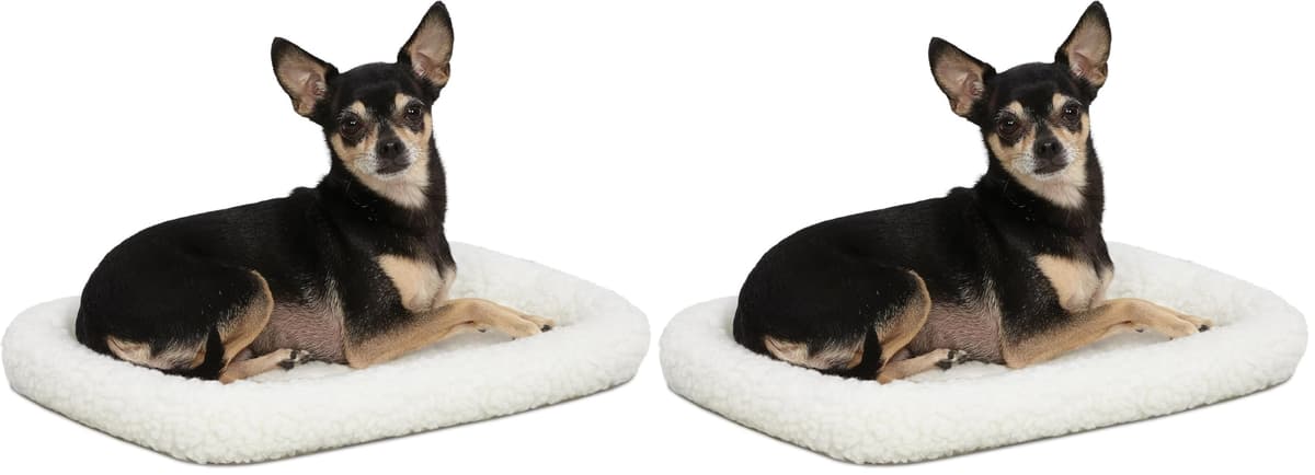 מיטה לכלב קטן — MidWest Homes for Pets QuietTime XXS Dog Bed – White Fleece Bolster, Ultra-Soft 