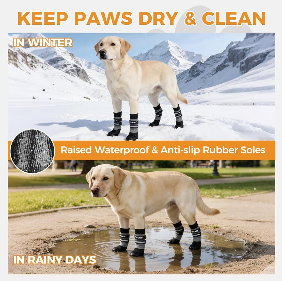 נעליים/מגפיים לכלב — BINGPET Waterproof Dog Socks Boots to Prevent Licking Paws,A