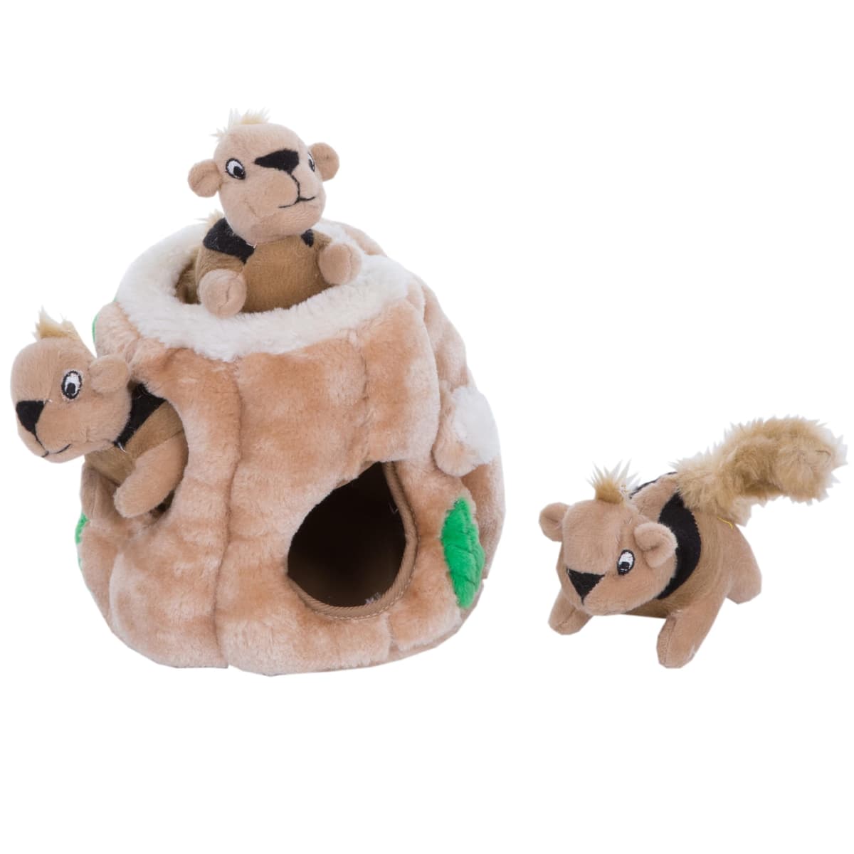 צעצוע חשיבה לכלב — Outward Hound Hide-A-Squirrel Dog Toy – Interactive 2‑in‑1 Plush Puzzle with 3 S