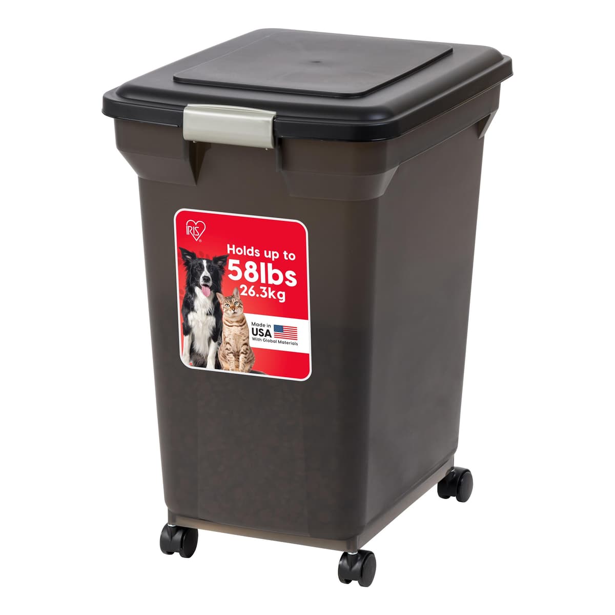 מיכל מזון לכלב — IRIS USA Dog Food Storage Container 58 Lb, Airtight Large Pet Food Storage Bin w