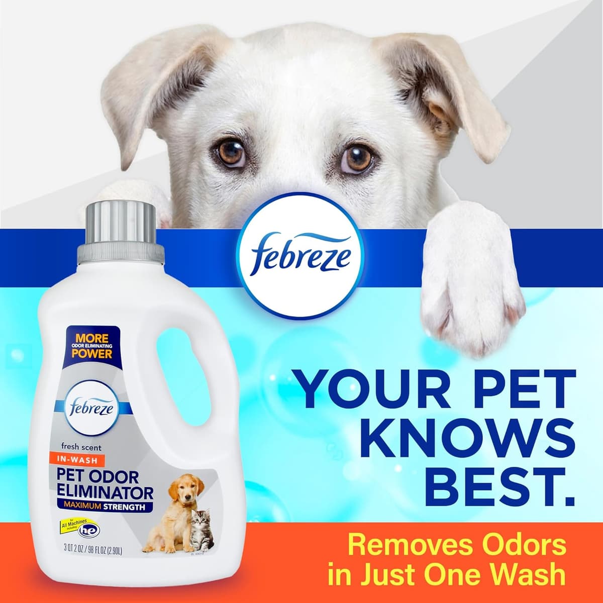 ניקיון לבית עם כלב — Febreze Laundry Detergent Additive for Pet Supplies,Maximum Strength In Wash Pet