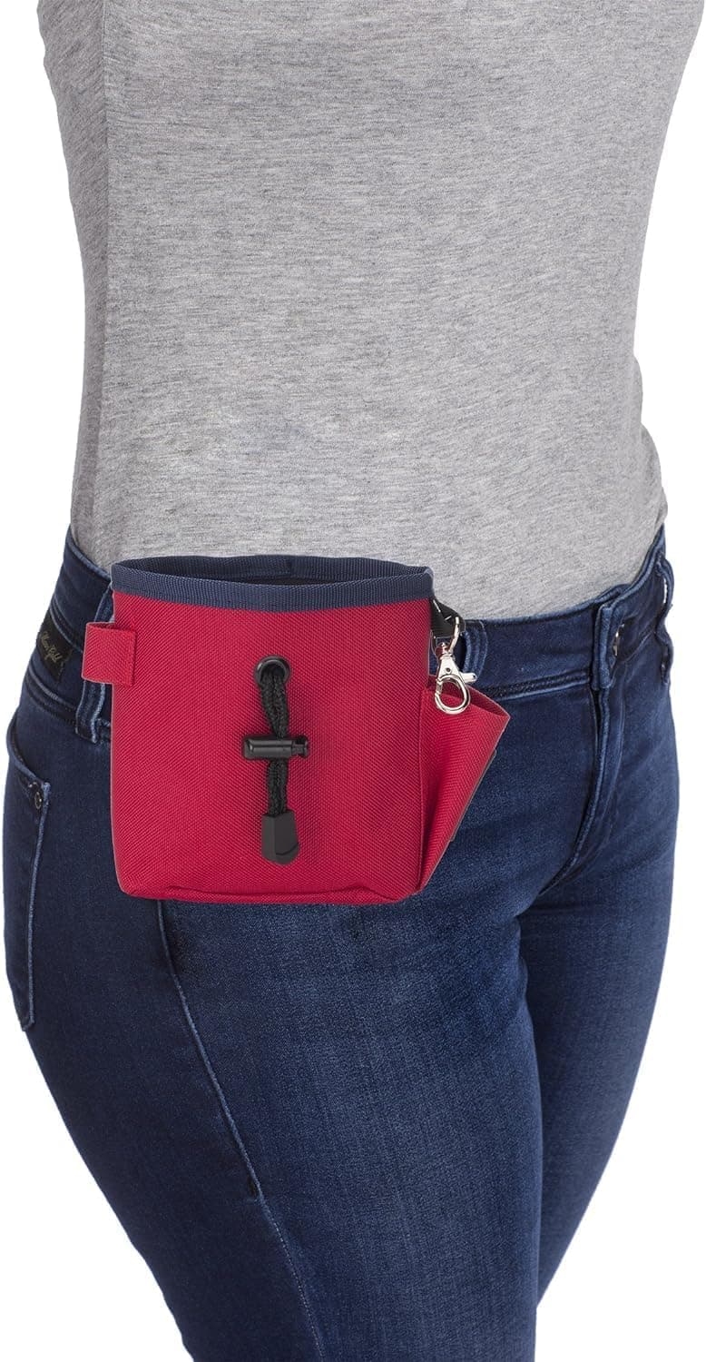 עזר אילוף לכלב — Company of Animals Treat Bag, Red, Zipped Pockets &amp; Drawstring, Clips on Bel