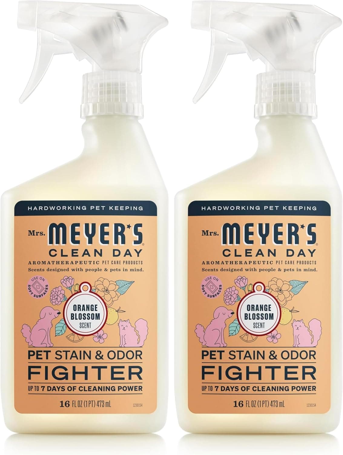 ניקיון לבית עם כלב — Mrs. MEYER'S CLEAN DAY Pet Stain &amp; Odor Fighter,Orange Blossom Scent,16o