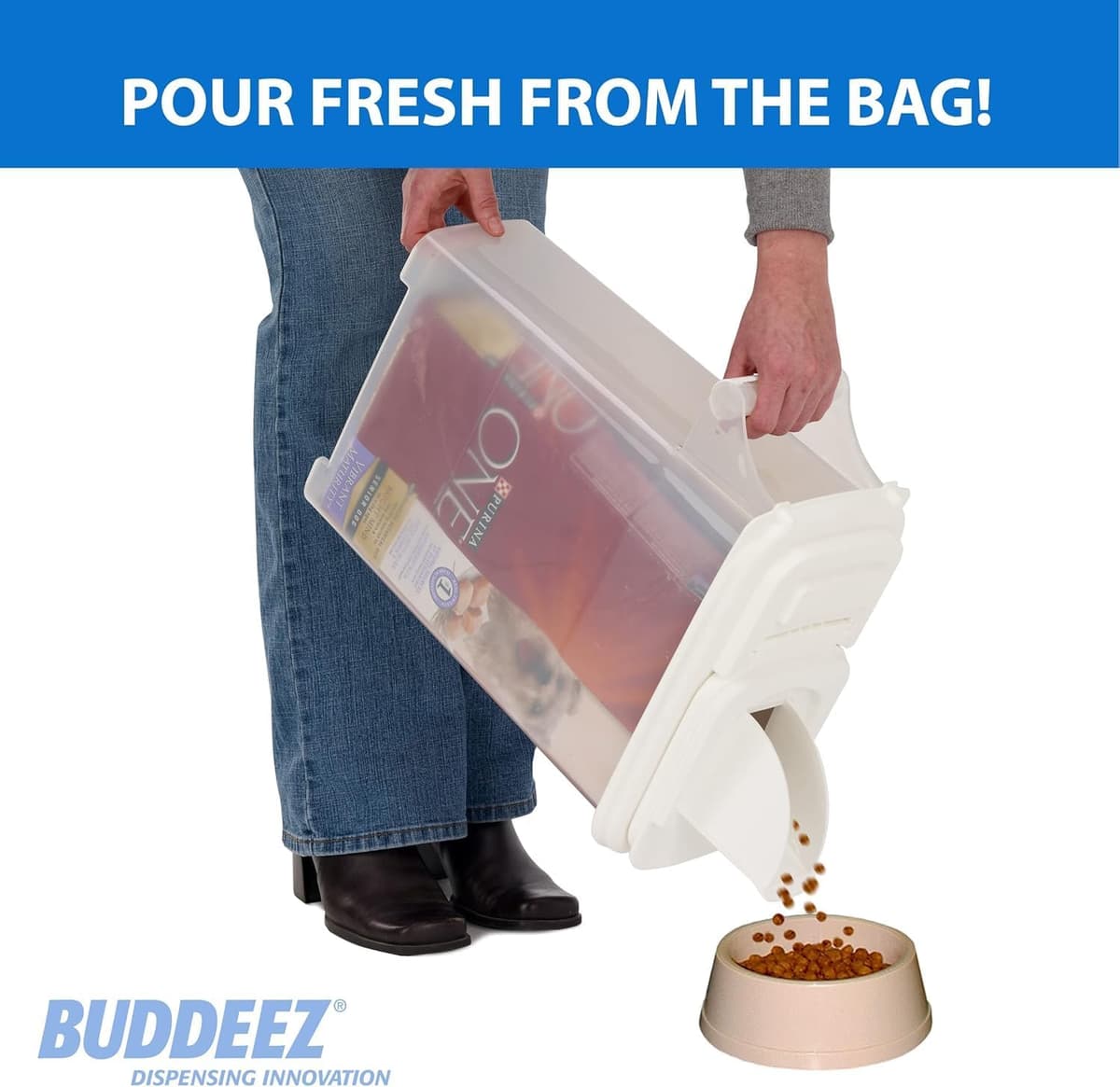 מיכל אחסון מזון לכלב — Buddeez Pet Food Storage Container - 16 LB Capacity Dog Food Storage Container, 