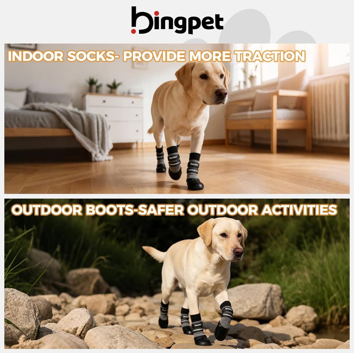 נעליים/מגפיים לכלב — BINGPET Waterproof Dog Socks Boots to Prevent Licking Paws,A