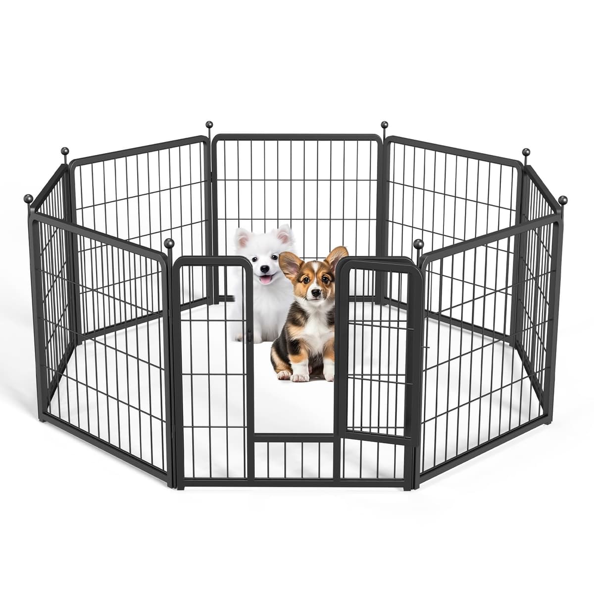 שער בטיחות לכלב — Simple Deluxe Dog Playpen Indoor Outdoor, 24" Height 8 Panels Fence with Anti-Ru