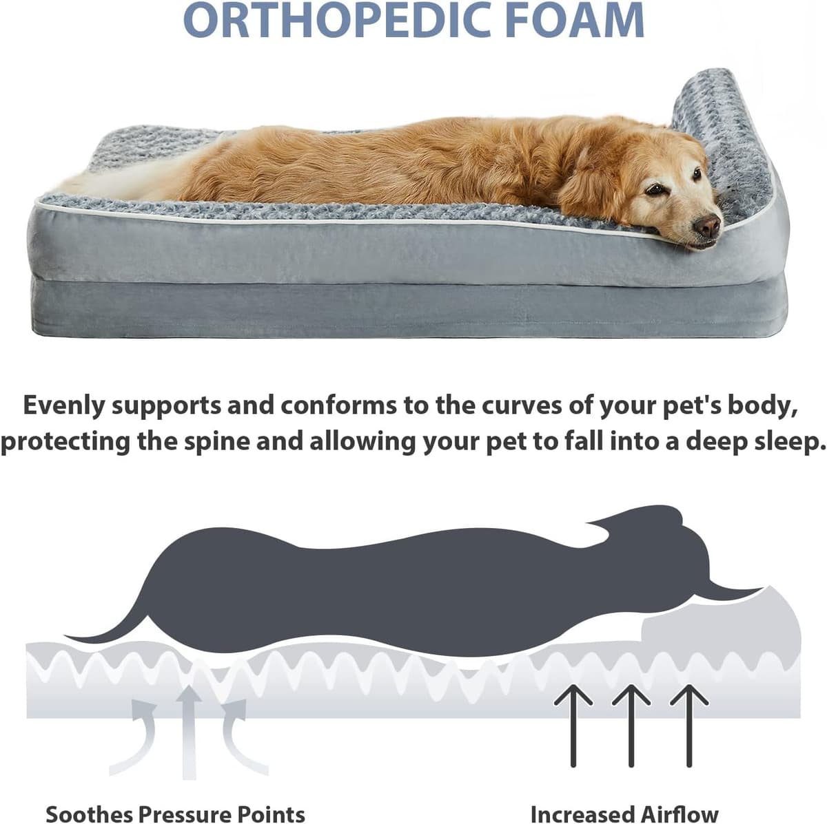 מיטה לכלב גדול — BFPETHOME Orthopedic Dog Bed for Large Dogs-Big Waterproof S