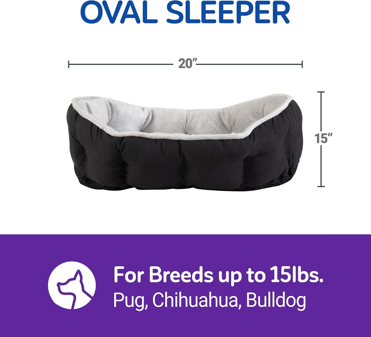 מיטה לכלב קטן — Petmate Oval Sleeper Small Dog Bed, 19 x 14in, for Small Bre