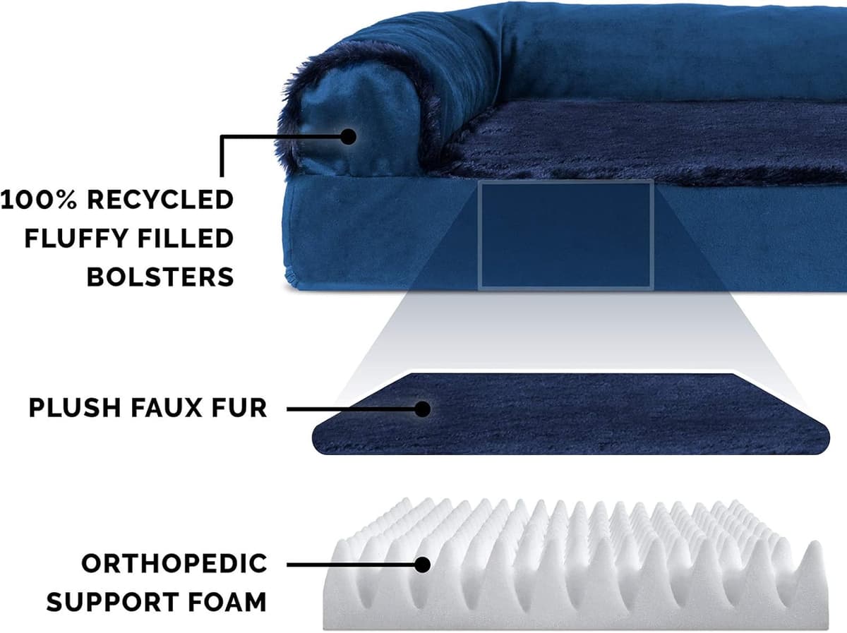 מיטה לכלב גדול — Furhaven Orthopedic Dog Bed for Large/Medium Dogs w/ Removab