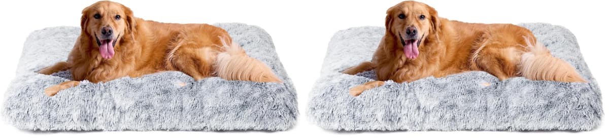 מיטה לכלב גדול — EHEYCIGA Fluffy Dog Crate Bed for Extra Large Dogs, Plush Faux Fur Pad, Calming 