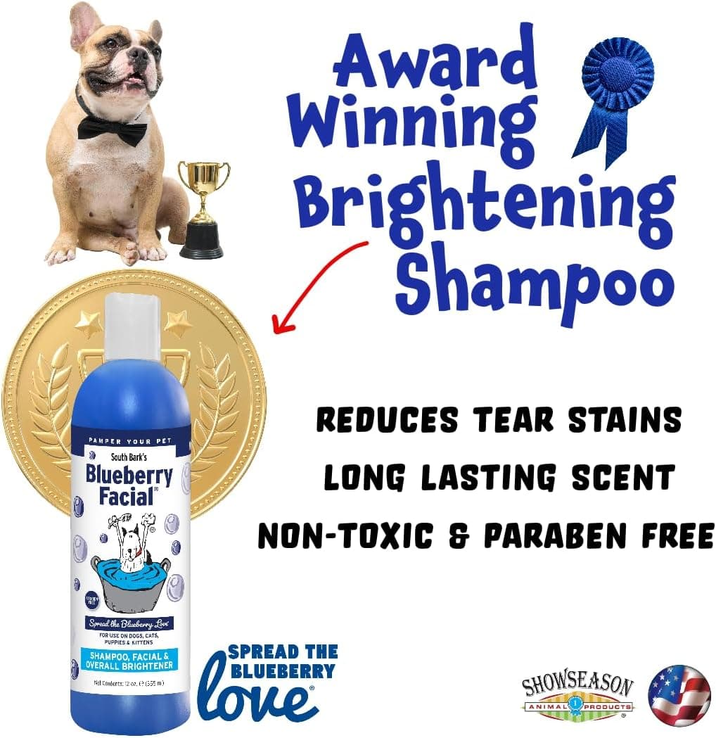 ניקיון לבית עם כלב — ShowSeason South Bark's Blueberry Facial® Pet Shampoo 12 oz. | Brightener &a