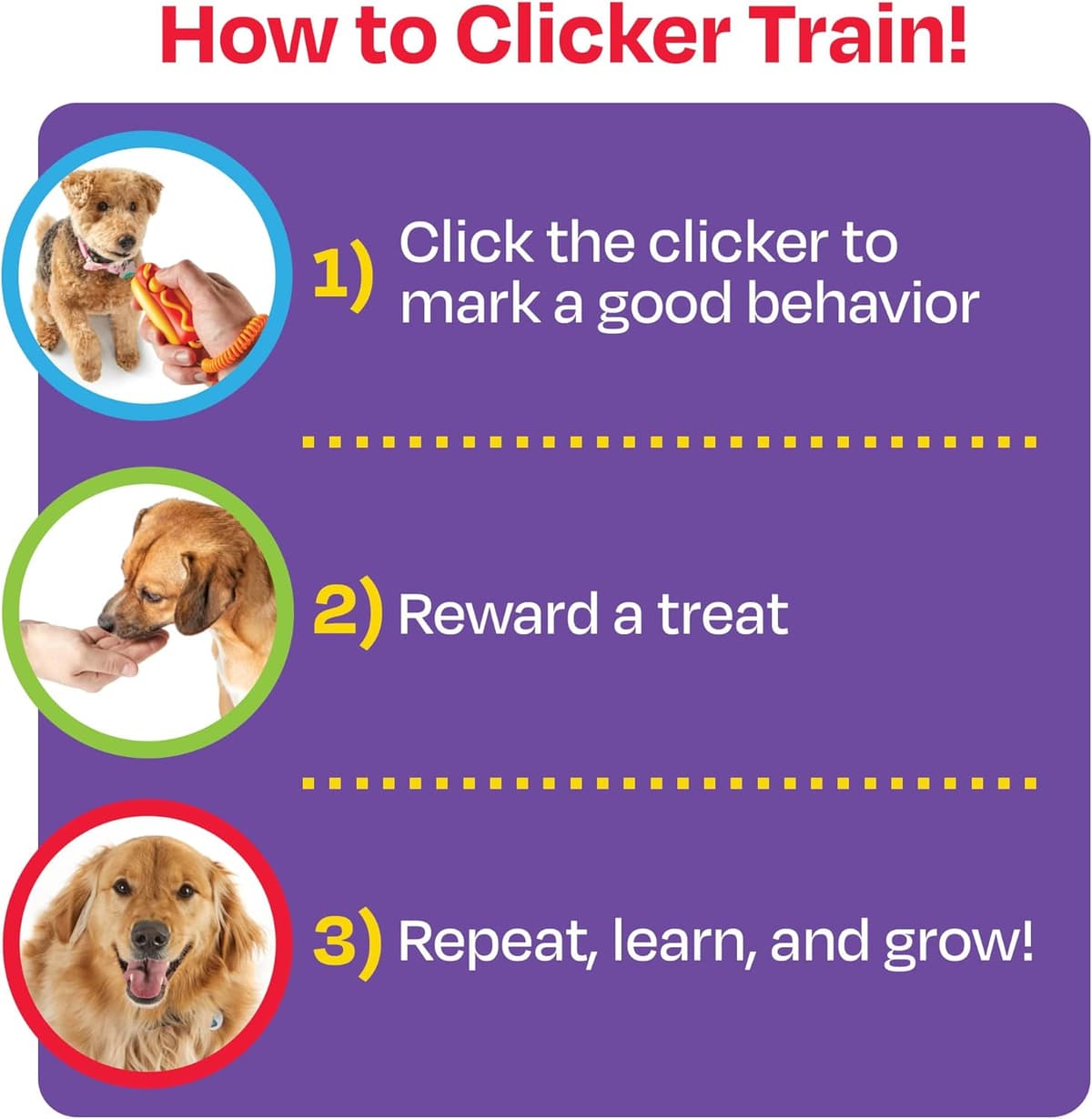 עזר אילוף לכלב — Brightkins Training Clicker: Hot Dog - Dog Training &amp; Behavior Aids, Puppy O