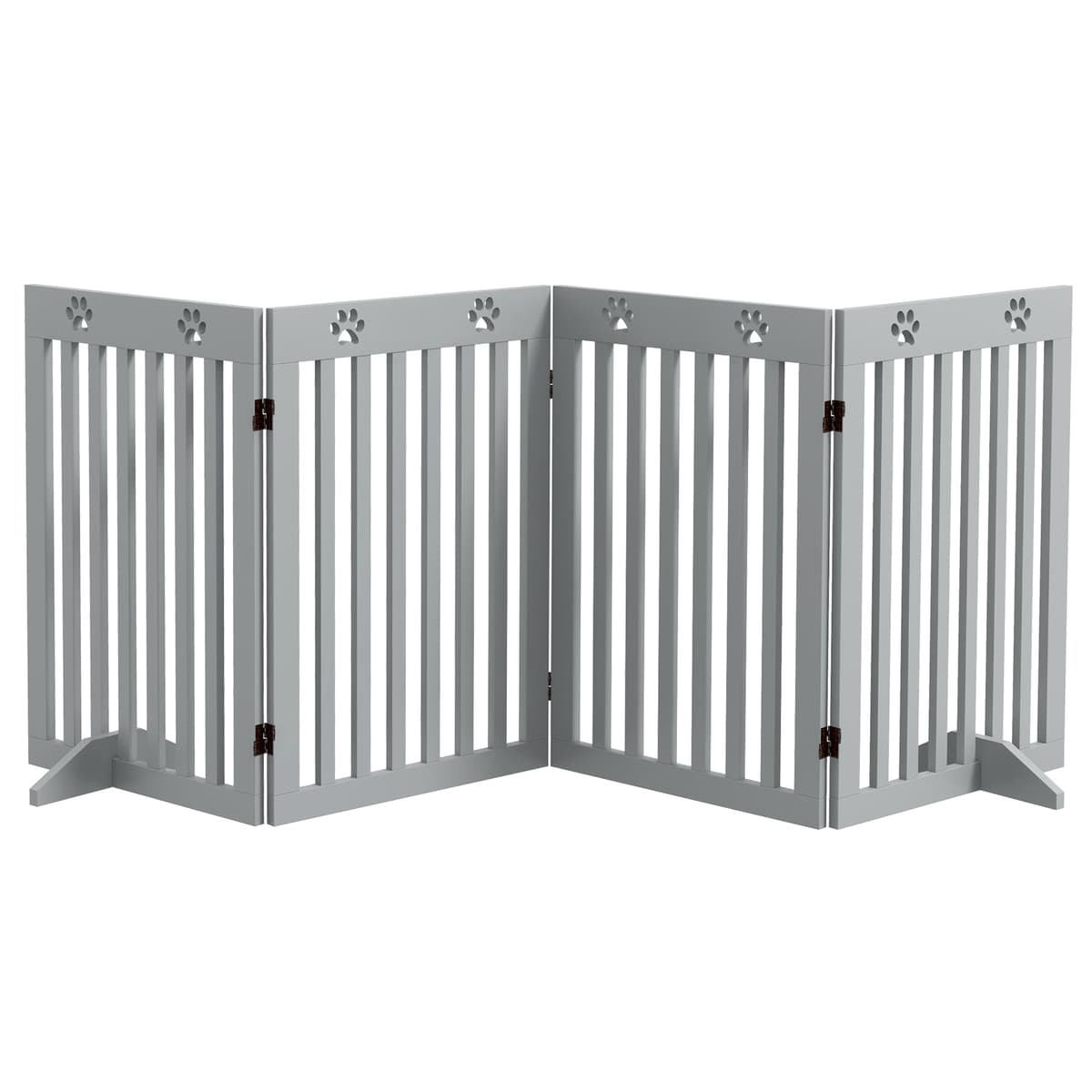 שער בטיחות לכלב — PawHut Freestanding Pet Gate 4 Panel Dog Barrier Folding Safety Fence with Suppo