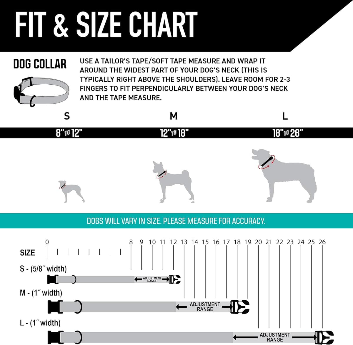 קולר לכלב — Wolfgang Heavy Duty, Adjustable Dog Collar with Quick Release Nylon Buckle for W