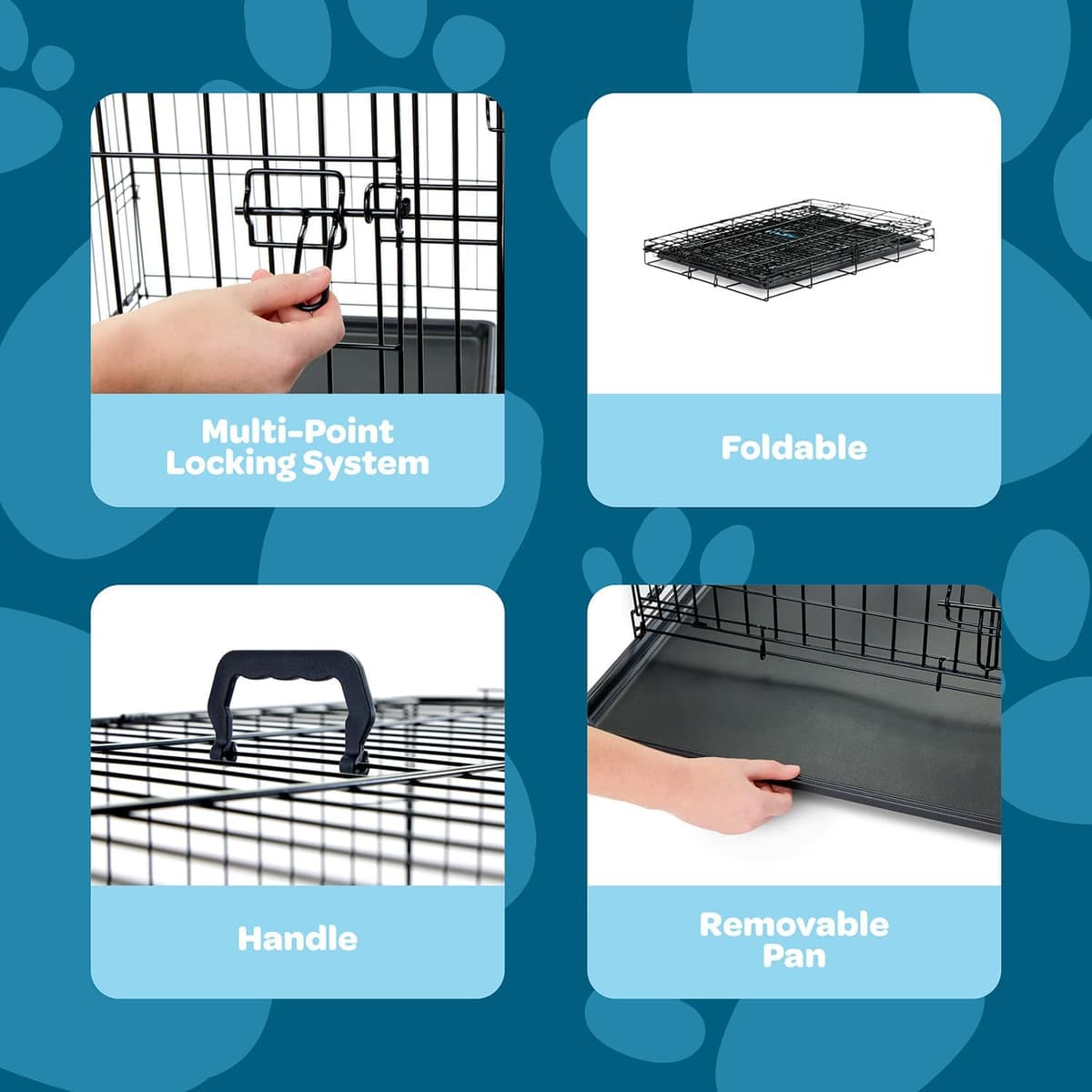 כלוב/כלייה לכלב — Carlson Pet Products SECURE AND FOLDABLE Single Door Metal Dog Crate, Small, 24.