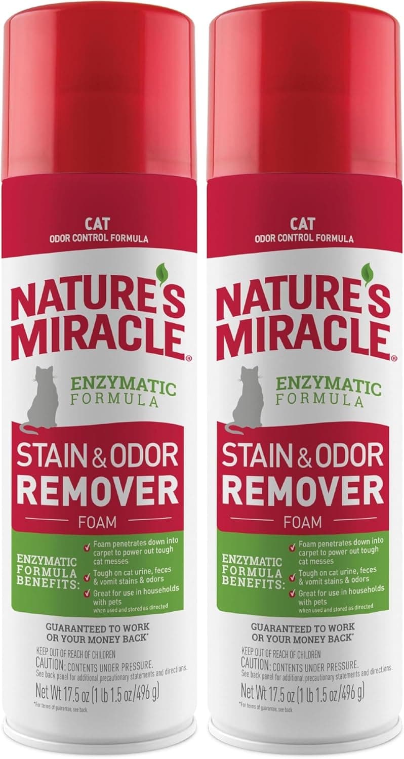 ניקיון לבית עם כלב — Nature's Miracle Stain &amp; Odor Remover Foaming Aerosol For Cats, 17.5 Oz 