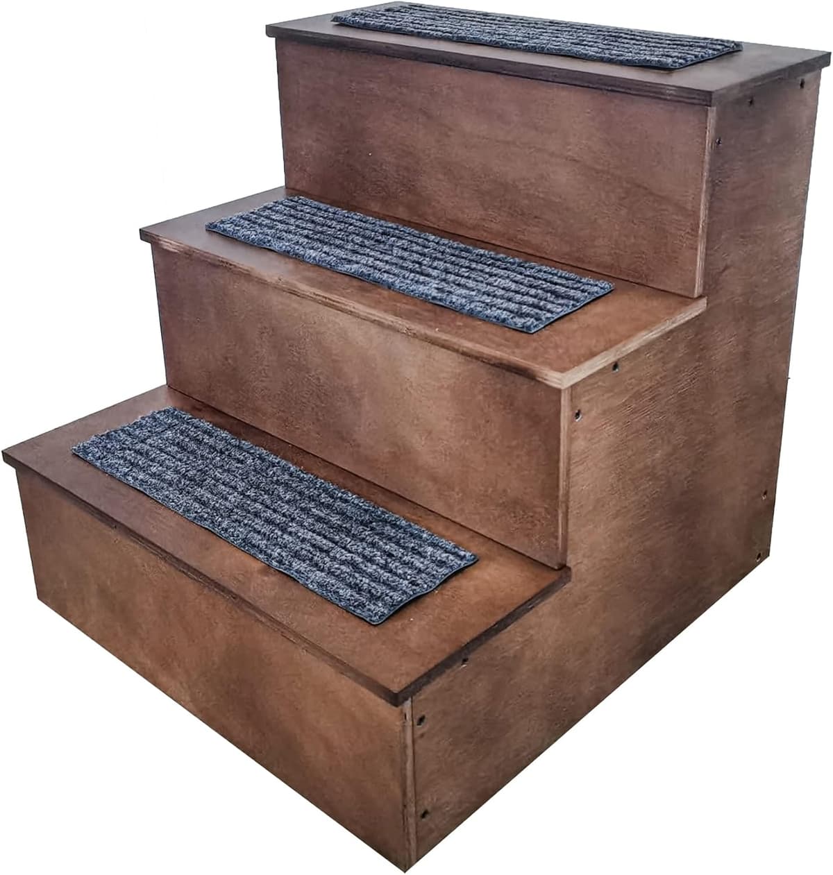 מדרגות/רמפה לכלב — FixtureDisplays® 26" Tall Deluxe Wood Dog Stairs to Acce