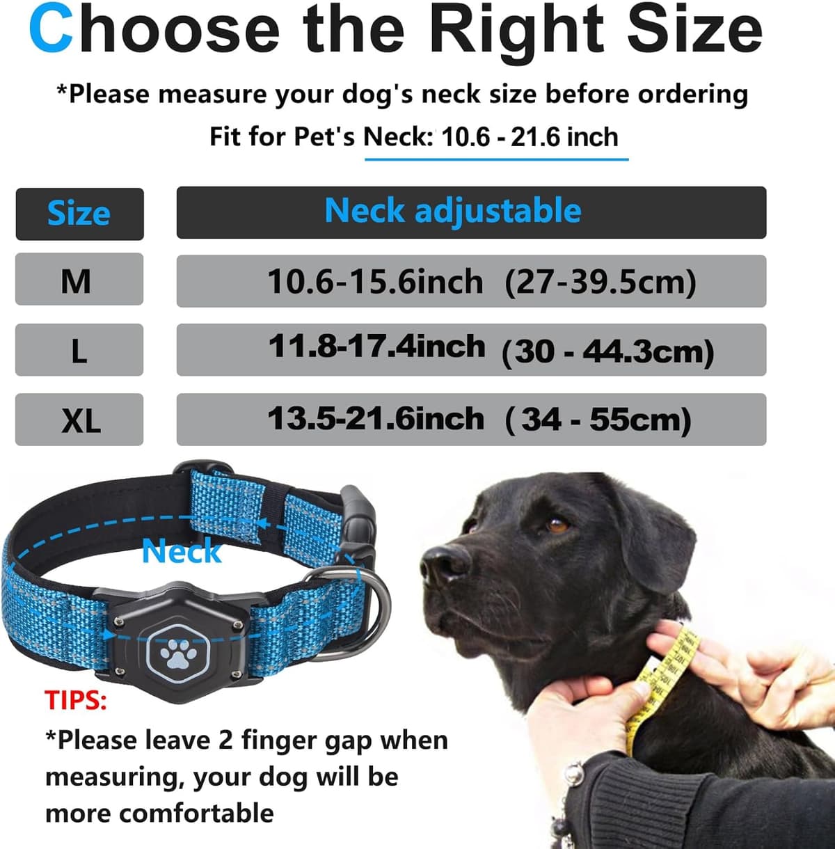 קולר לכלב — AirTag Dog Collar with Waterproof Air tag Holder, Luminous &amp; Reflective,Comf