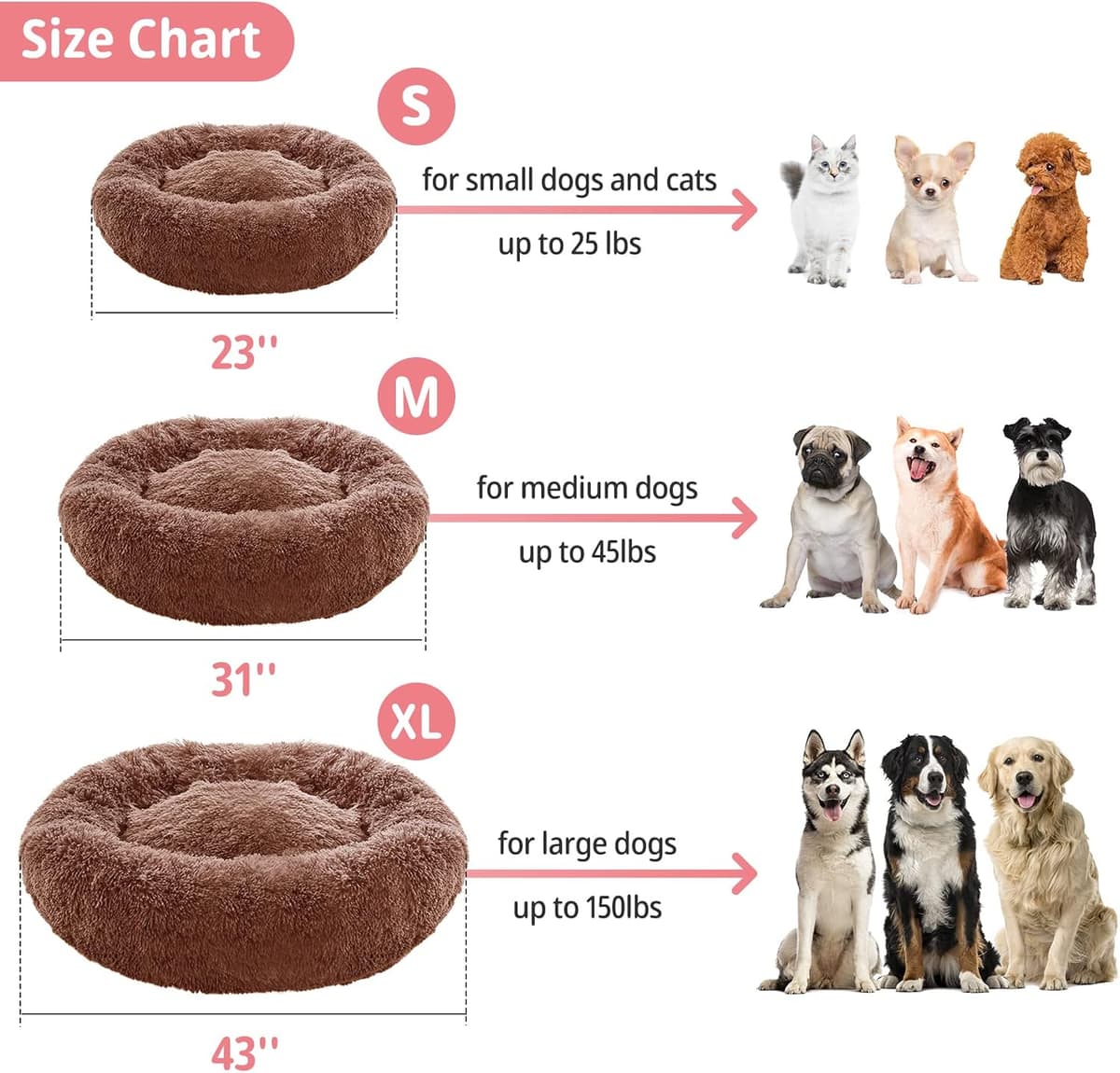 מיטה לכלב קטן — Small Dog Bed, Calming Dog Beds and Cat Beds, Donut Dog Bed,