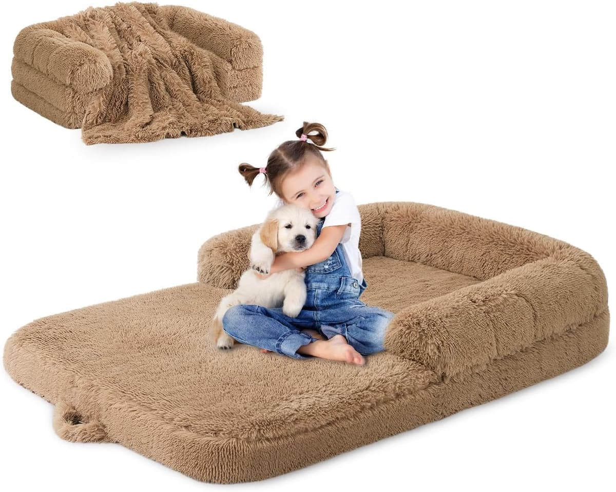 מיטה לכלב גדול — Human Dog Bed for Kids, 2 in 1 Foldable XL Bed for People Fi