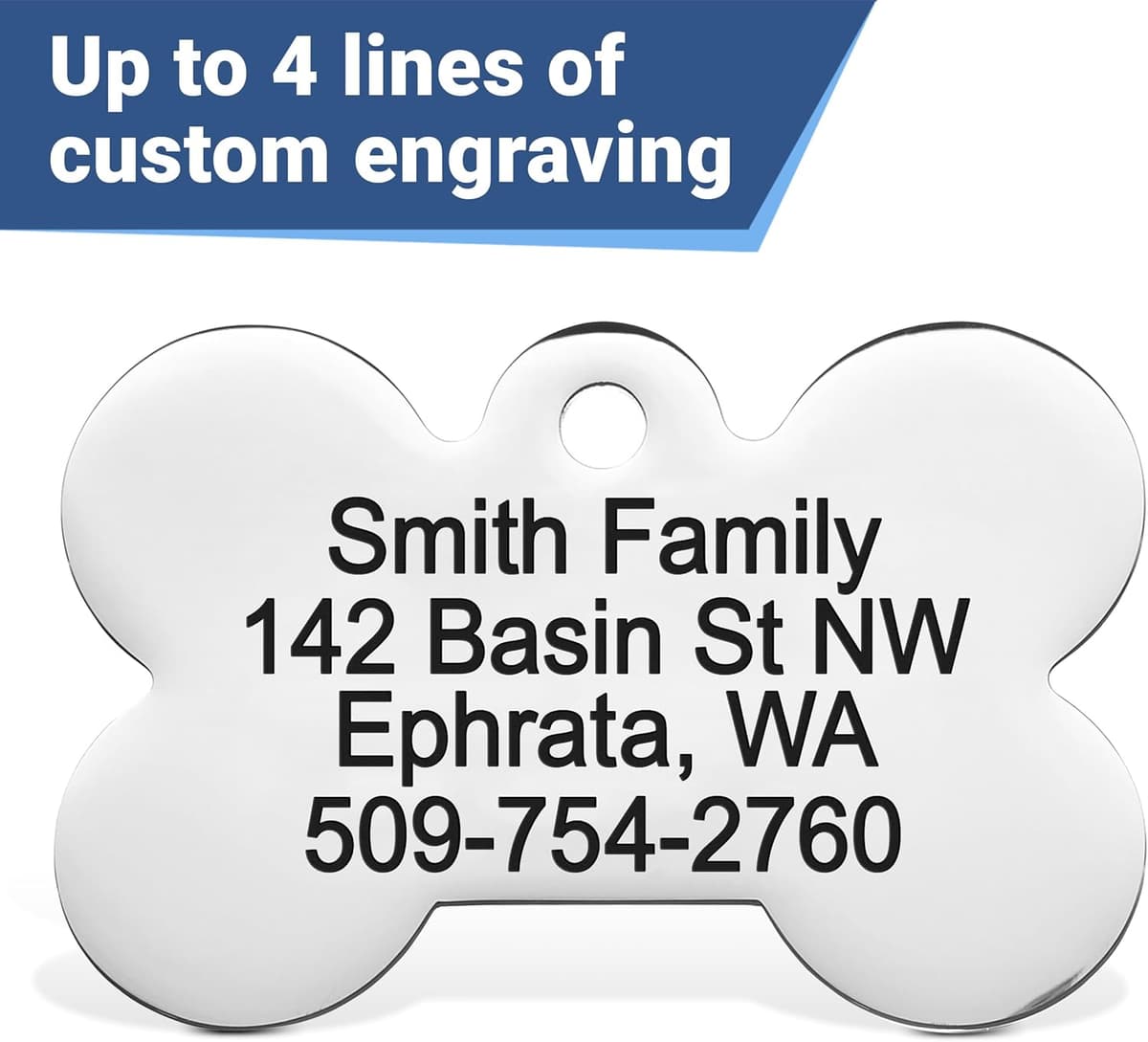 תג שם/זיהוי לכלב — GoTags Stainless Steel Pet ID Bone Round and Heart Shaped Ta