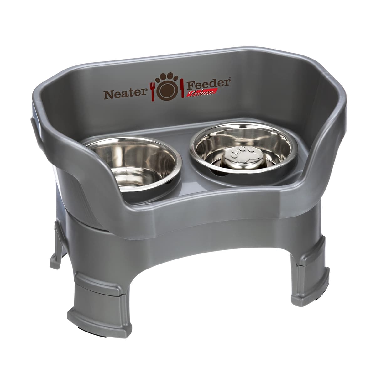 קערת האכלה לכלב — Neater Feeder Deluxe Medium Dog with Leg Extensions and Slow Feed Bowl, Gunmetal