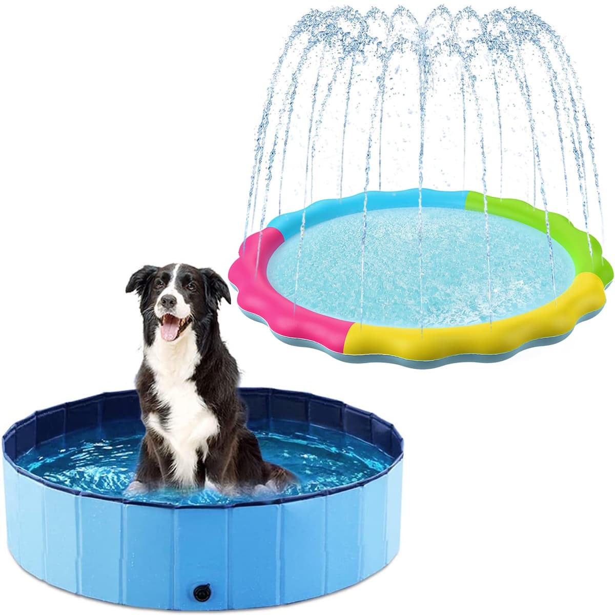 בריכה לכלב — Jasonwell Foldable Dog Pet Bath Pool and Kids Dog Splash Pad Sprinkler C