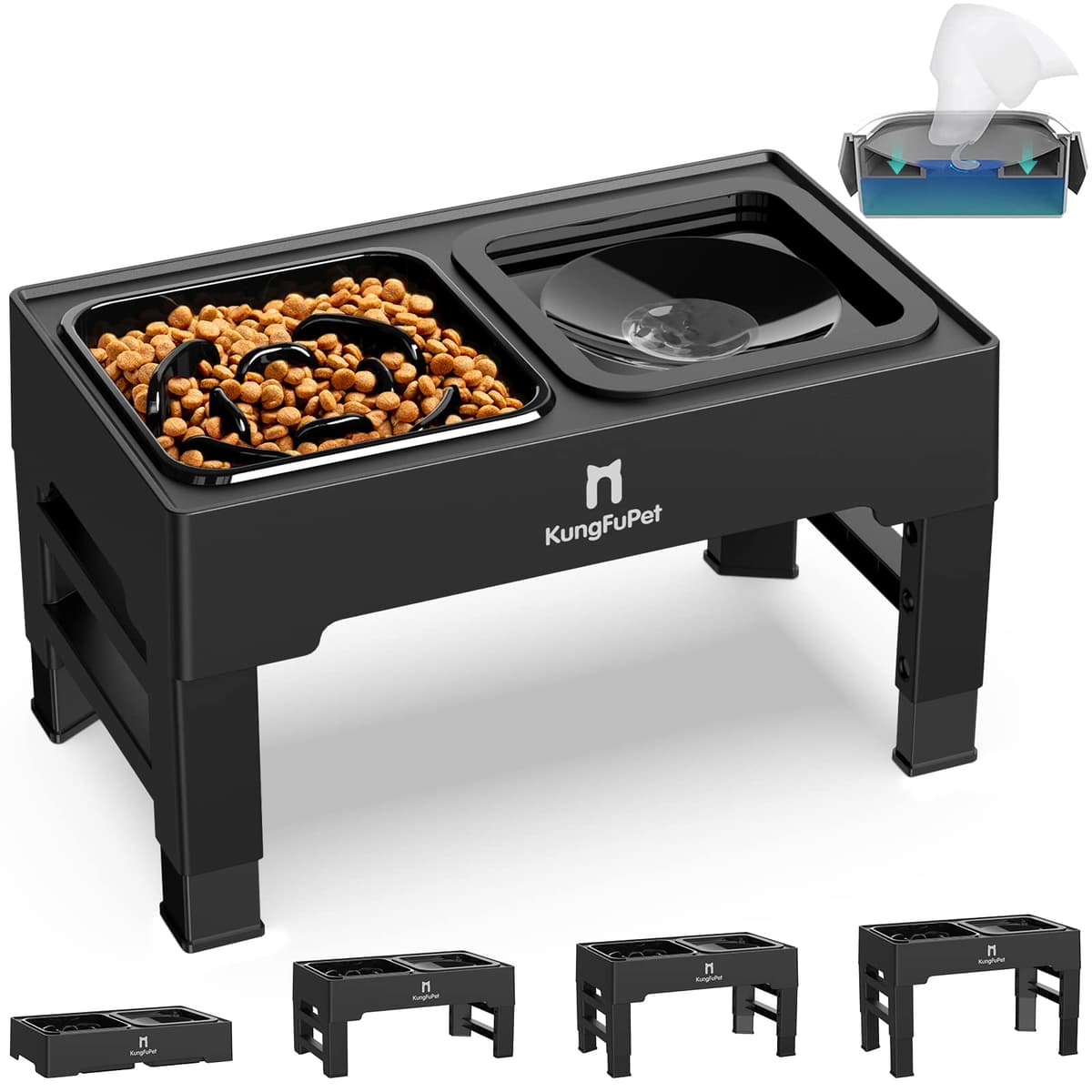 קערת האכלה לכלב — Elevated Dog Bowls, 2-in-1 Raised Slow Feeder Dog Bowls Stand with Anti Spill No