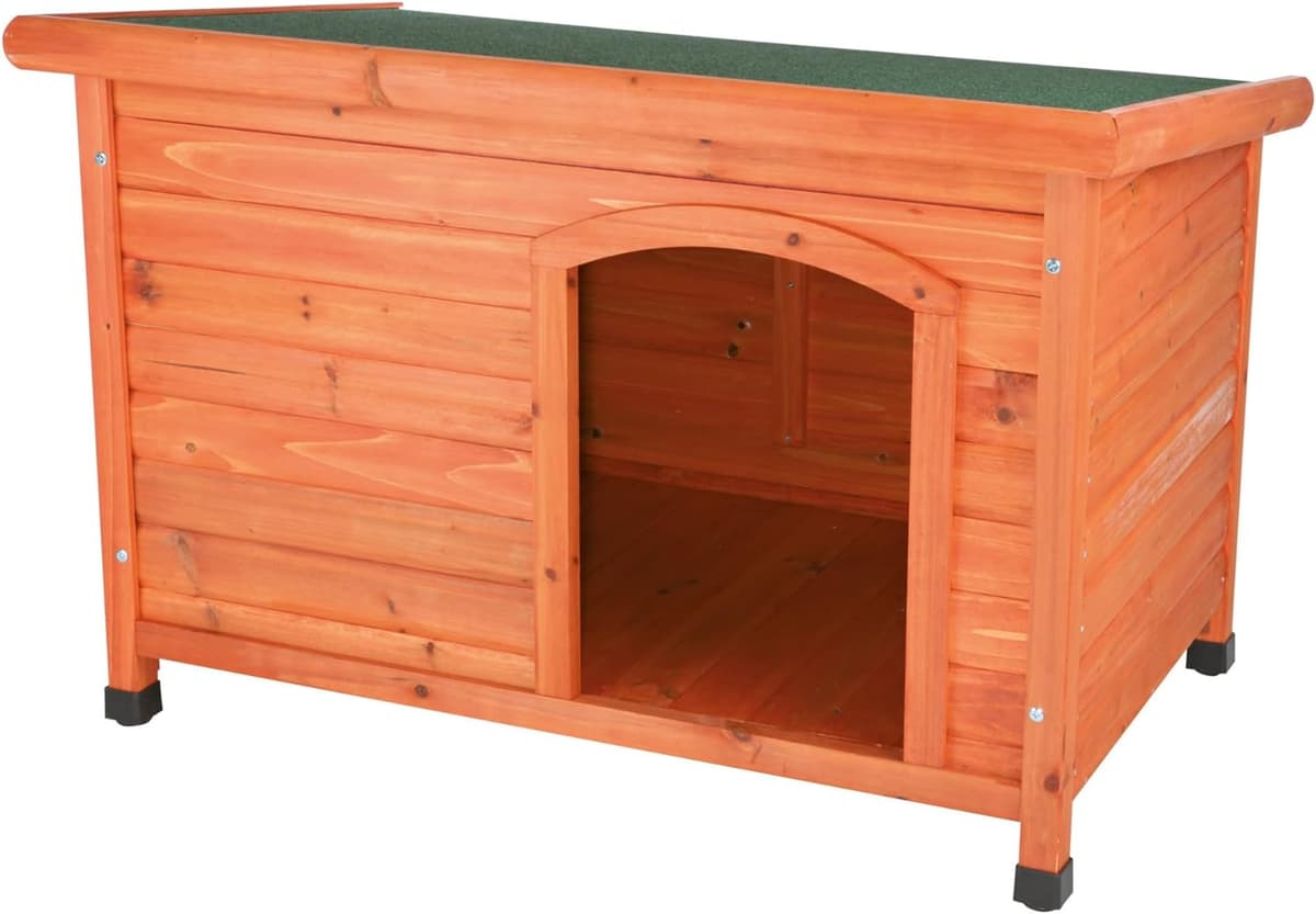מלונה לכלב — TRIXIE natura Classic Dog House - Wooden Outdoor Shelter wit