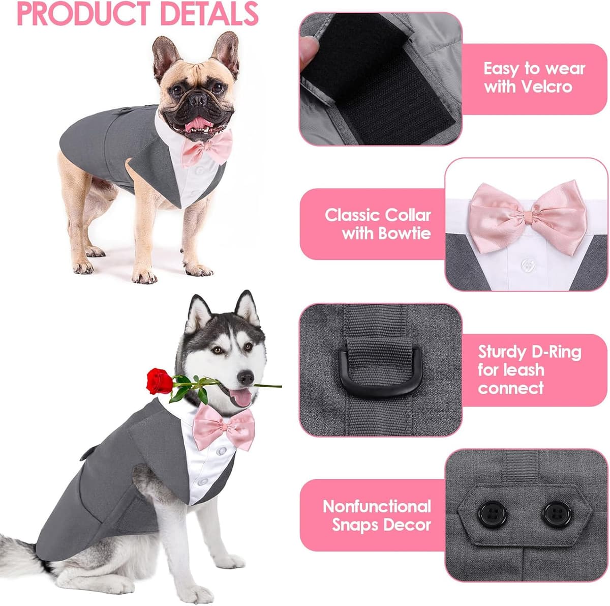 תחפושת לכלב — AOFITEE Dog Tuxedo Formal Dog Suit and Bandana Set, Gentle D
