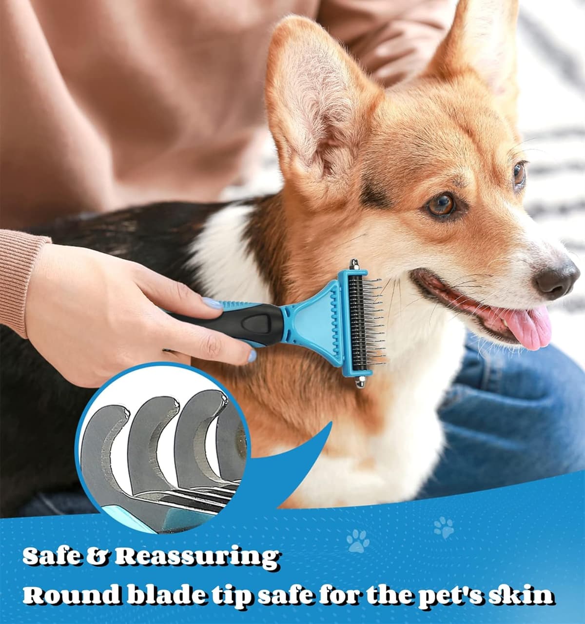 מברשת טיפוח לכלב — Morpilot Dog Grooming Brush, Dog Dematting Comb Tool, Cat Comb - 23+12 Double Si