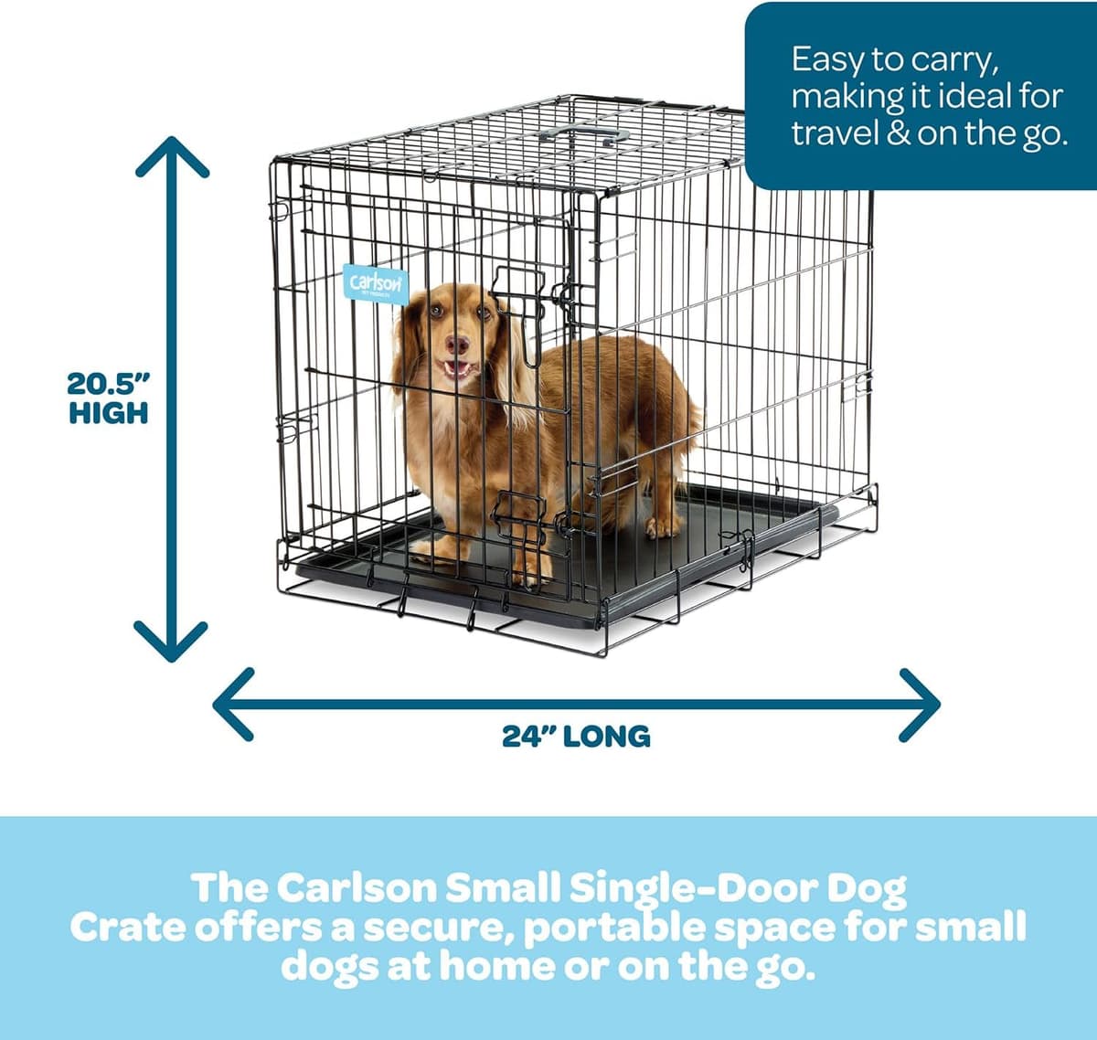 כלוב/כלייה לכלב — Carlson Pet Products SECURE AND FOLDABLE Single Door Metal Dog Crate, Small, 24.