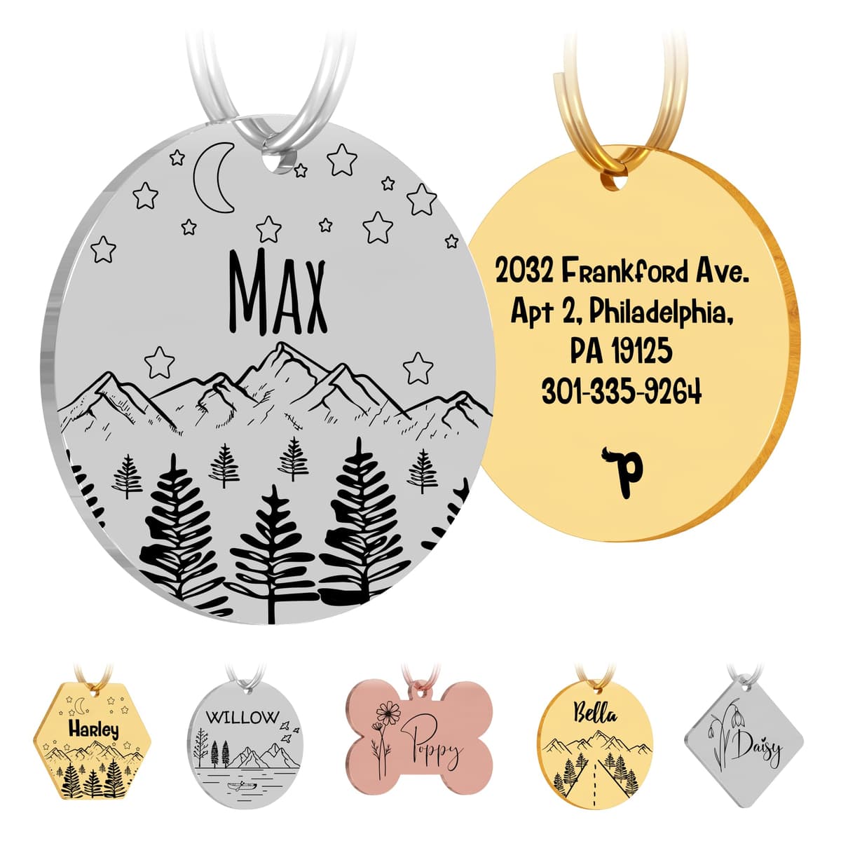 תג שם לכלב — PawFurEver Custom Engraved Pet ID Tag – Personalized Dog Name Tag for Dogs and C