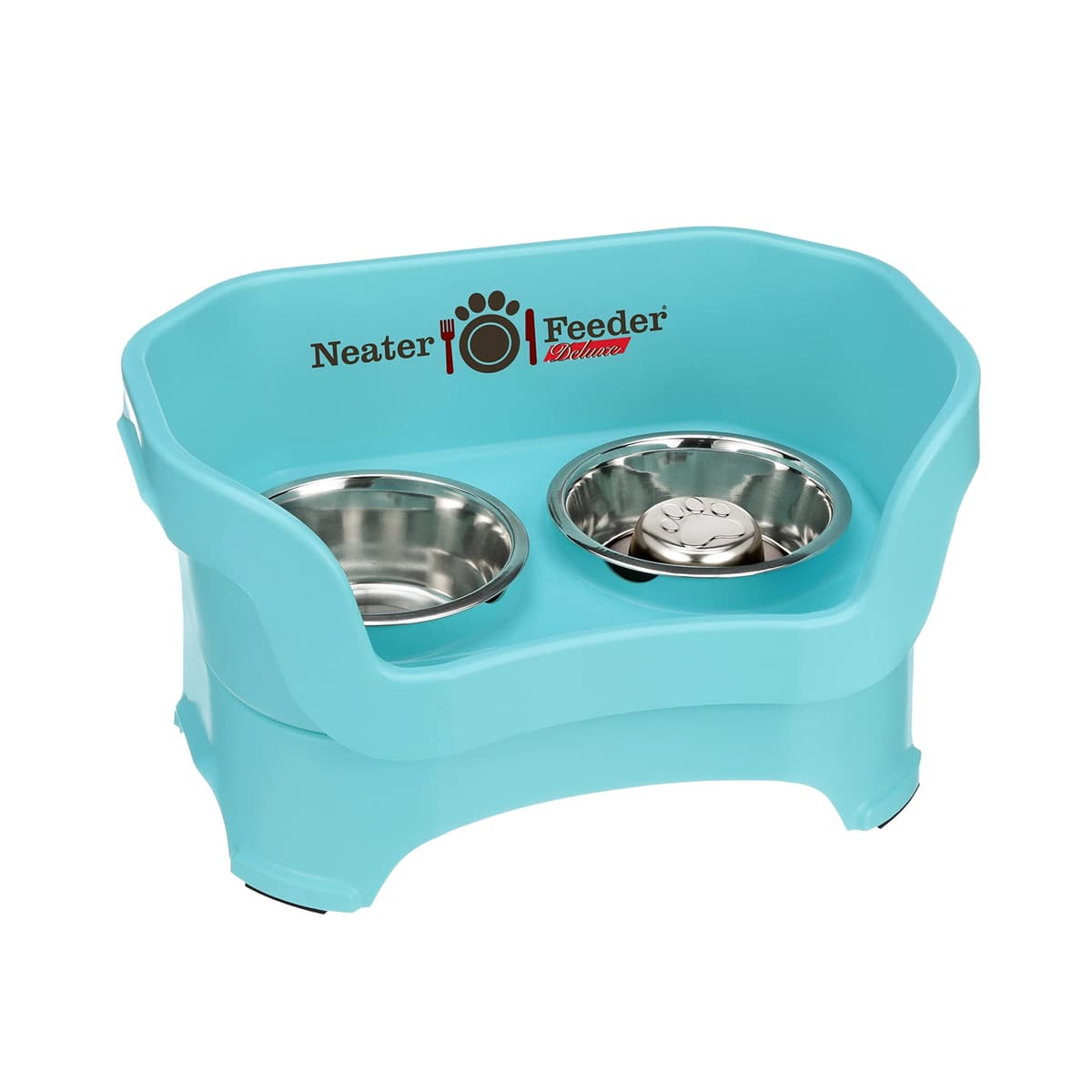קערת האכלה לכלב — Neater Feeder Deluxe with Slow Feed Bowl for Medium Sized Dogs, Aquamarine