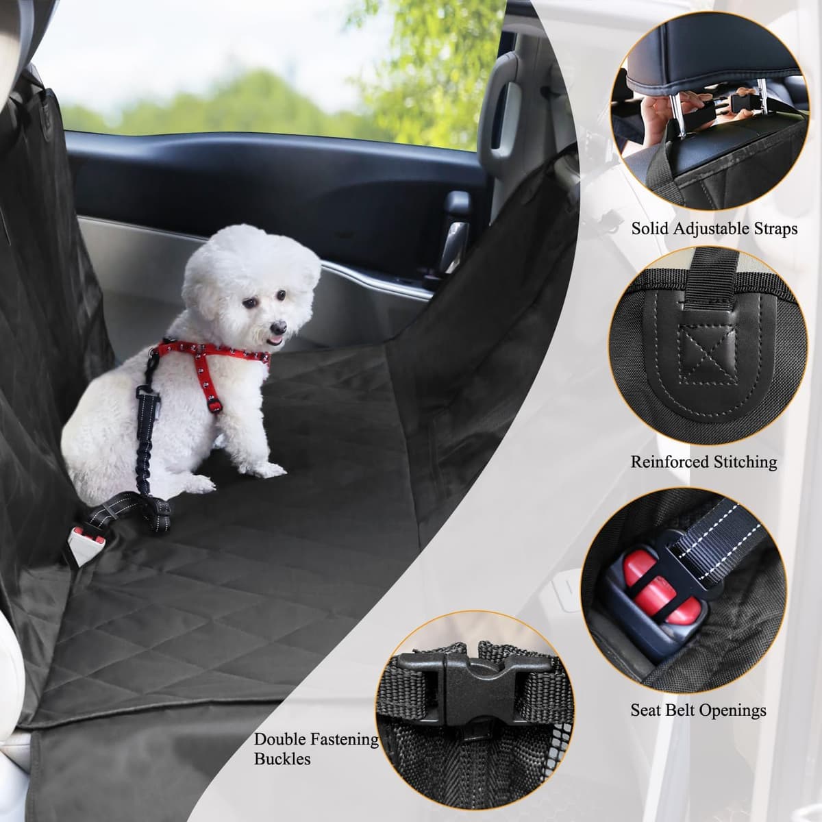 כיסוי רכב לכלב — VIVAGLORY Dog Seat Cover Easyhammock Dog Hammock, Seat Cover for Car SUV &amp; T