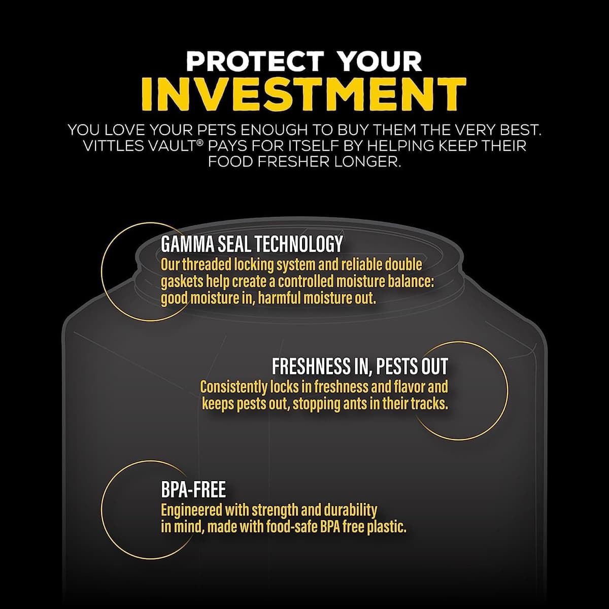 מיכל אחסון מזון לכלב — Gamma2 Vittles Vault Stackable Dog Food Storage Containers (Up To 60 Pounds) and