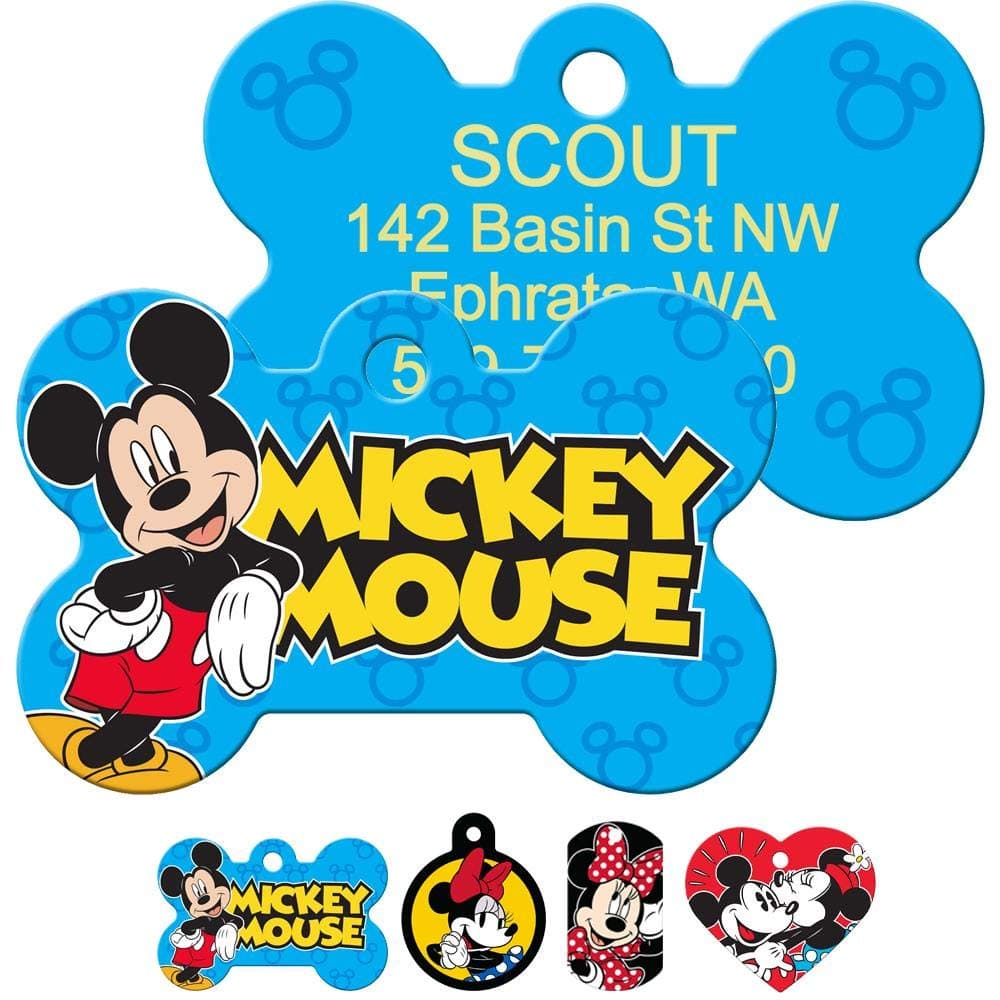 תג שם לכלב — GoTags Mickey Mouse and Minnie Mouse Pet ID Tags, Disney Dog Tags for Dogs and C