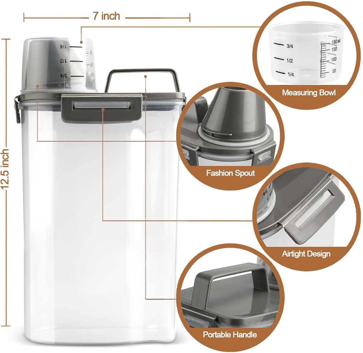 מיכל אחסון מזון לכלב — Upgraded Dog Food Storage Container Small, Cat Food Container Airtight, Pet Food