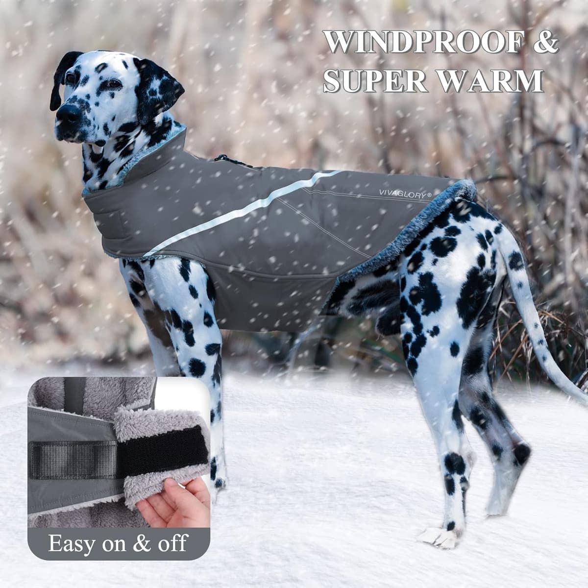 מעיל/ז'קט לכלב — VIVAGLORY Snowrap Dog Coat, Jacket with Harness Hole, Dog Co