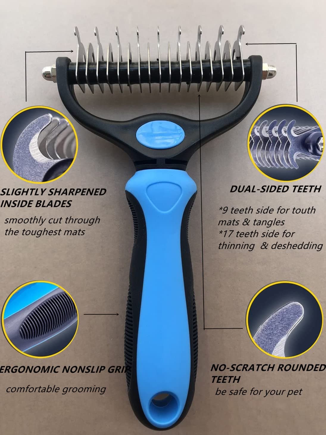 מברשת טיפוח לכלב — Pet Grooming Brush &amp; Nail Clippers Trimmers - Double Sided Shedding and Dema
