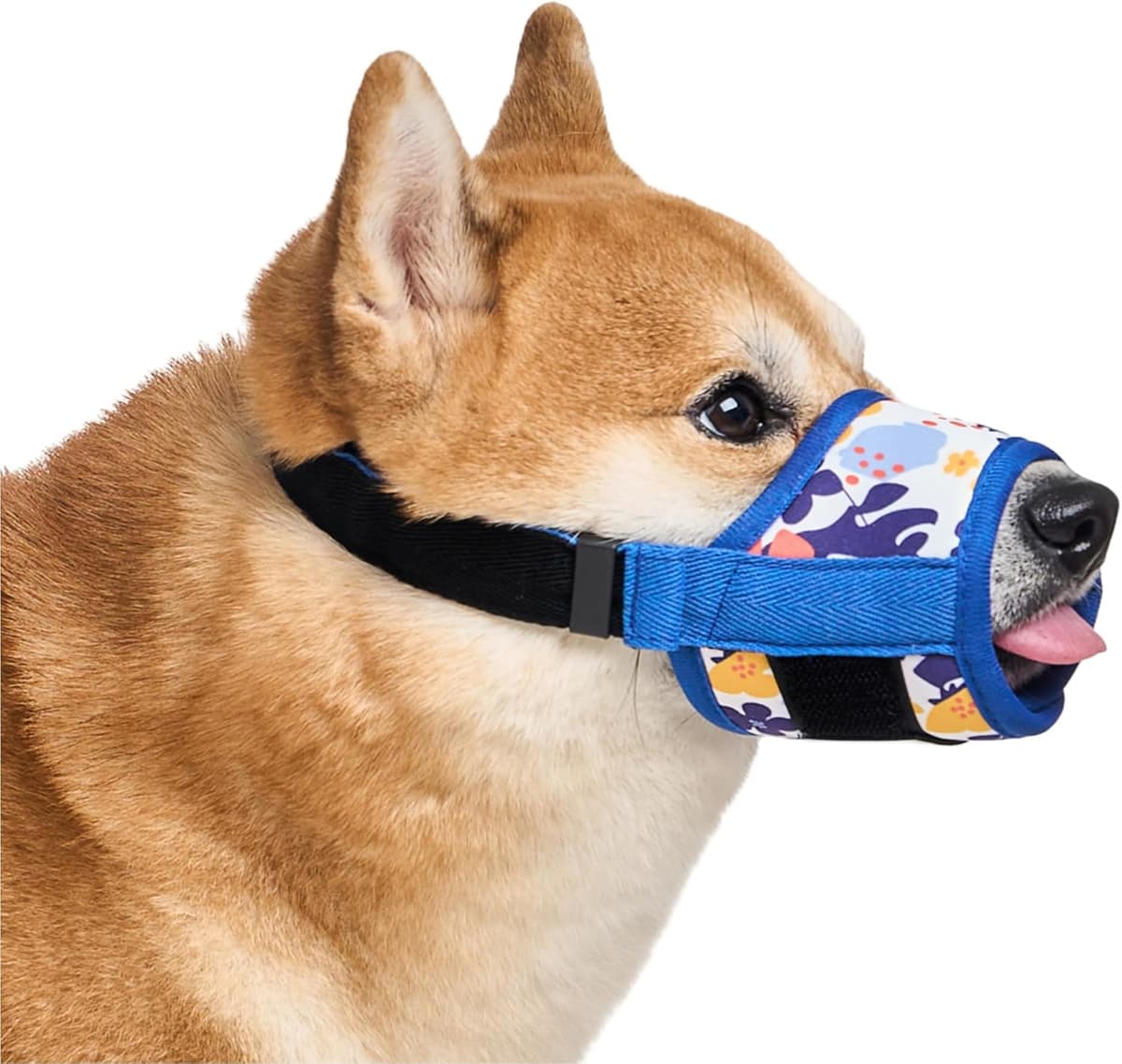 מחסום פה לכלב — Dog Muzzle, Soft Nylon Printed Mask, Breathable Mesh Adjustable Anti Bite and An