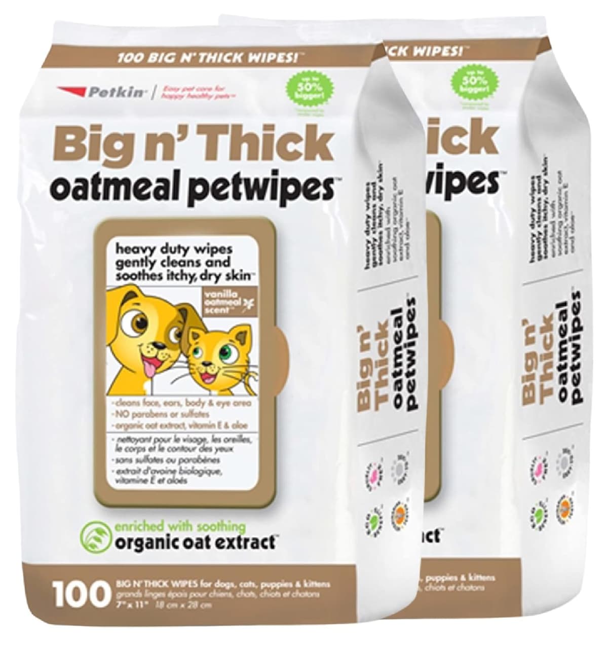 ניקיון לבית עם כלב — Petkin Pet Wipes for Dogs and Cats, 200 Wipes (Large) – Oatmeal Pet Wipes for Do