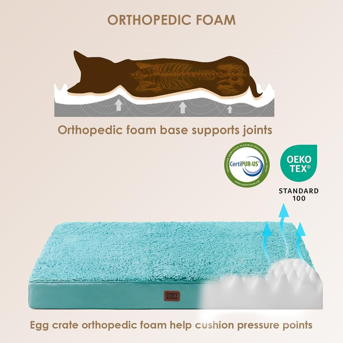 מיטה לכלב גדול — EHEYCIGA Orthopedic XL Dog Beds for Extra Large Dogs with Re