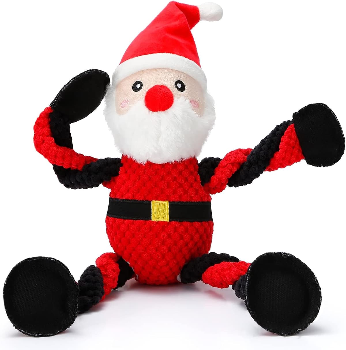 צעצוע לכלב — Senneny Christmas Dog Toys, Squeaky Santa Plush with Ropes for Tug of War, Durab