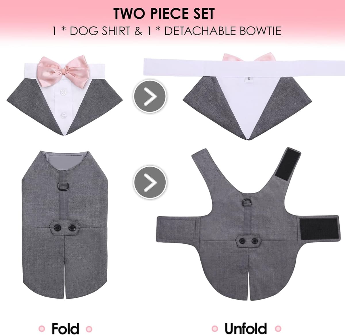 תחפושת לכלב — AOFITEE Dog Tuxedo Formal Dog Suit and Bandana Set, Gentle D