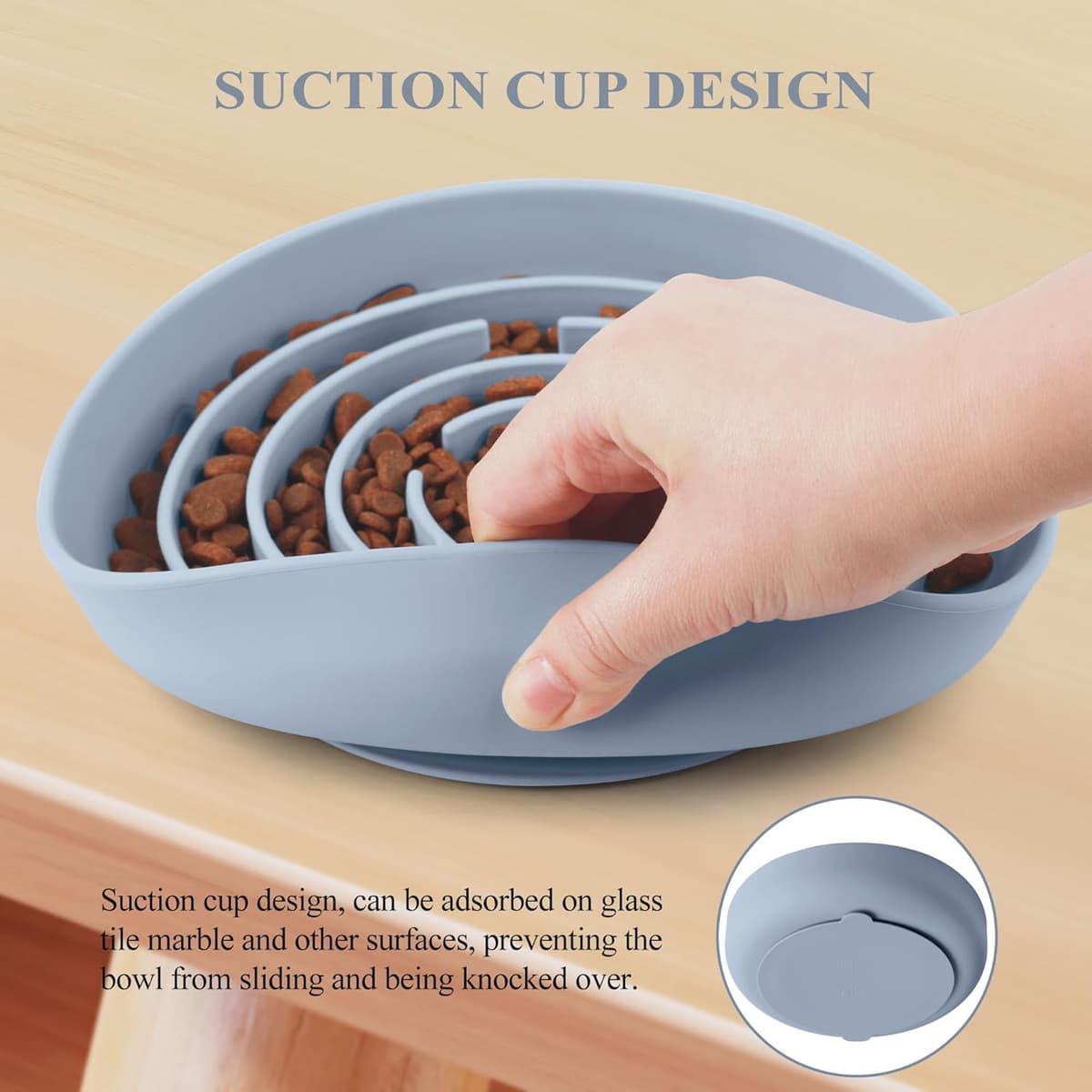 קערת האכלה לכלב — Coomazy Slow Feeder Dog Bowl, Silicone Material, Nonslip Design, BPA Free, Light