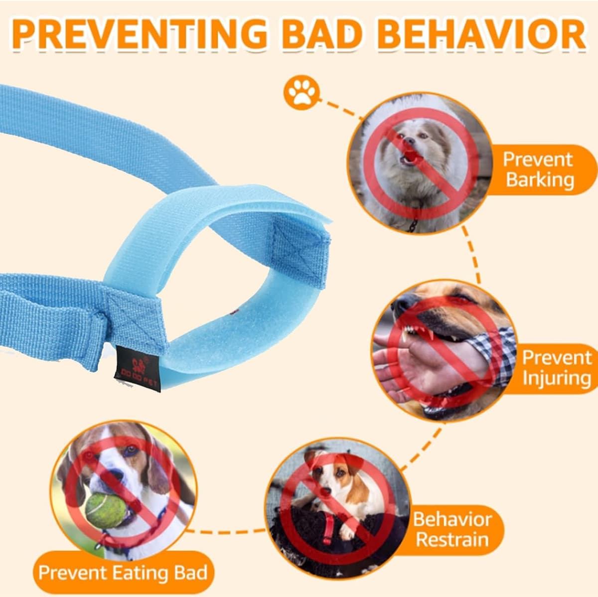מחסום פה לכלב — Soft Dog Muzzle Dog Mouth Cover for Short-mouthed Anti-Biting Chewing Barking Br