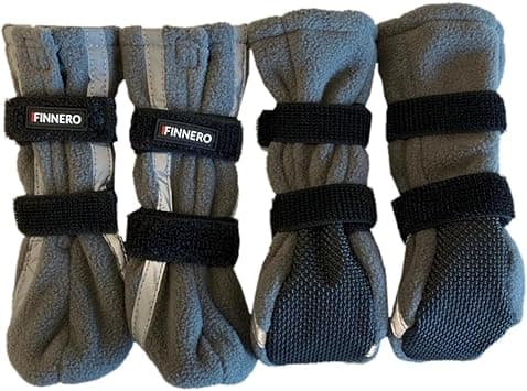 נעליים לכלב — FINNERO Halla Fleece Dog Booties, Reflective, Non-Slip & Adjustable Winter Shoes