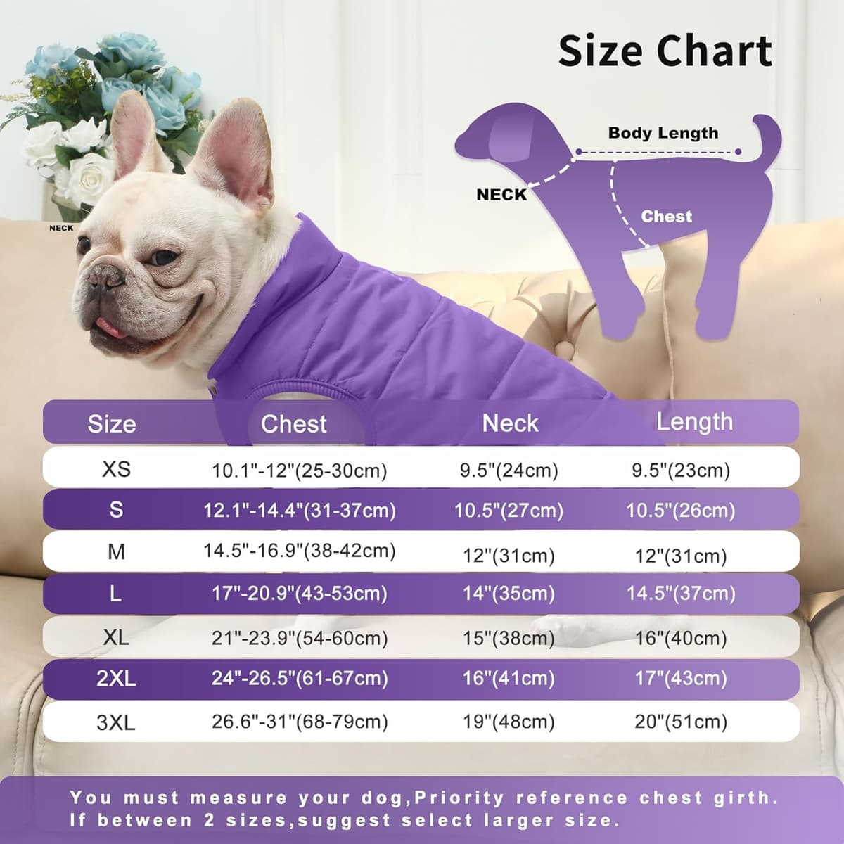 מעיל/ז'קט לכלב — 2 Layers Fleece Lined Warm Dog Jacket for Puppy Winter Cold 